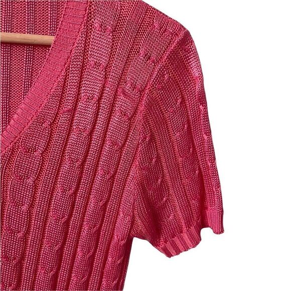 Vintage One on One Ribbed Knit Short Sleeve Front Button Sweater in Size - Picture 5 of 9